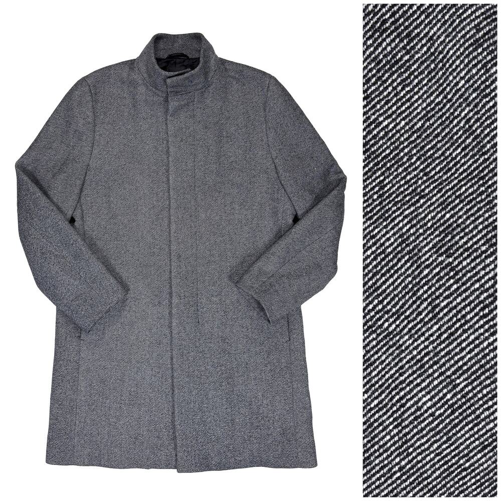 Theory Belvin Wool Cashmere Coat Men’s XL Black Gray Micro Stripe Kensington